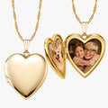 Solid 14K Yellow Gold Heart Photo Locket