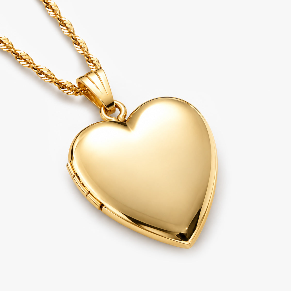 Solid 14K Yellow Gold Heart Photo Locket