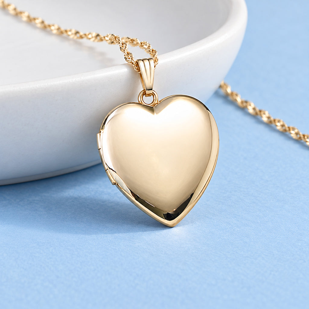 Solid 14K Yellow Gold Heart Photo Locket - lifestyle