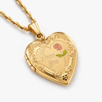 Solid 14K Yellow Gold I Love You Heart Photo Locket