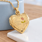 Solid 14K Yellow Gold I Love You Heart Photo Locket - lifestyle