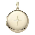 Solid 14K Yellow Gold Round Photo Locket With Diamond