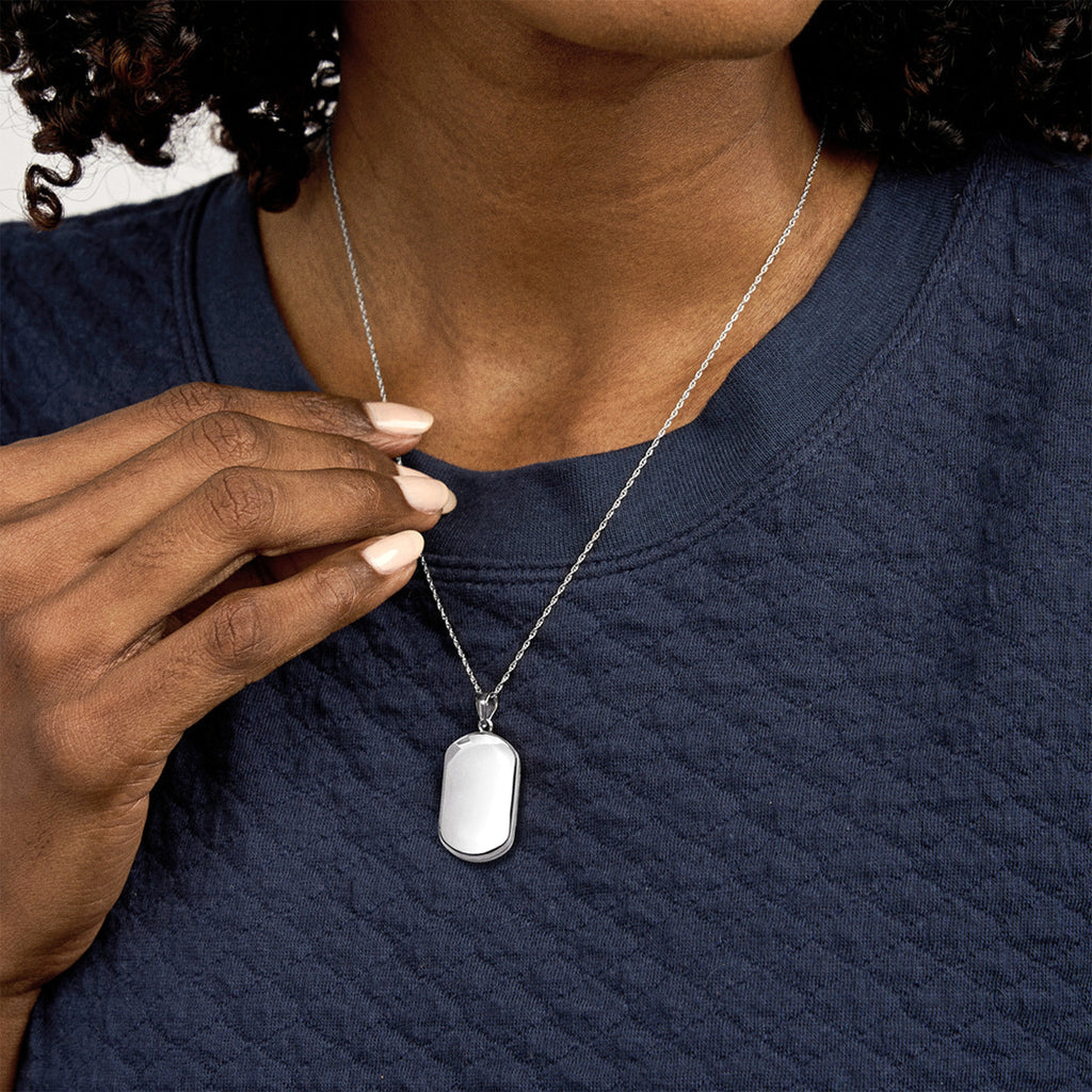 Dog Tag Photo Locket - on model
