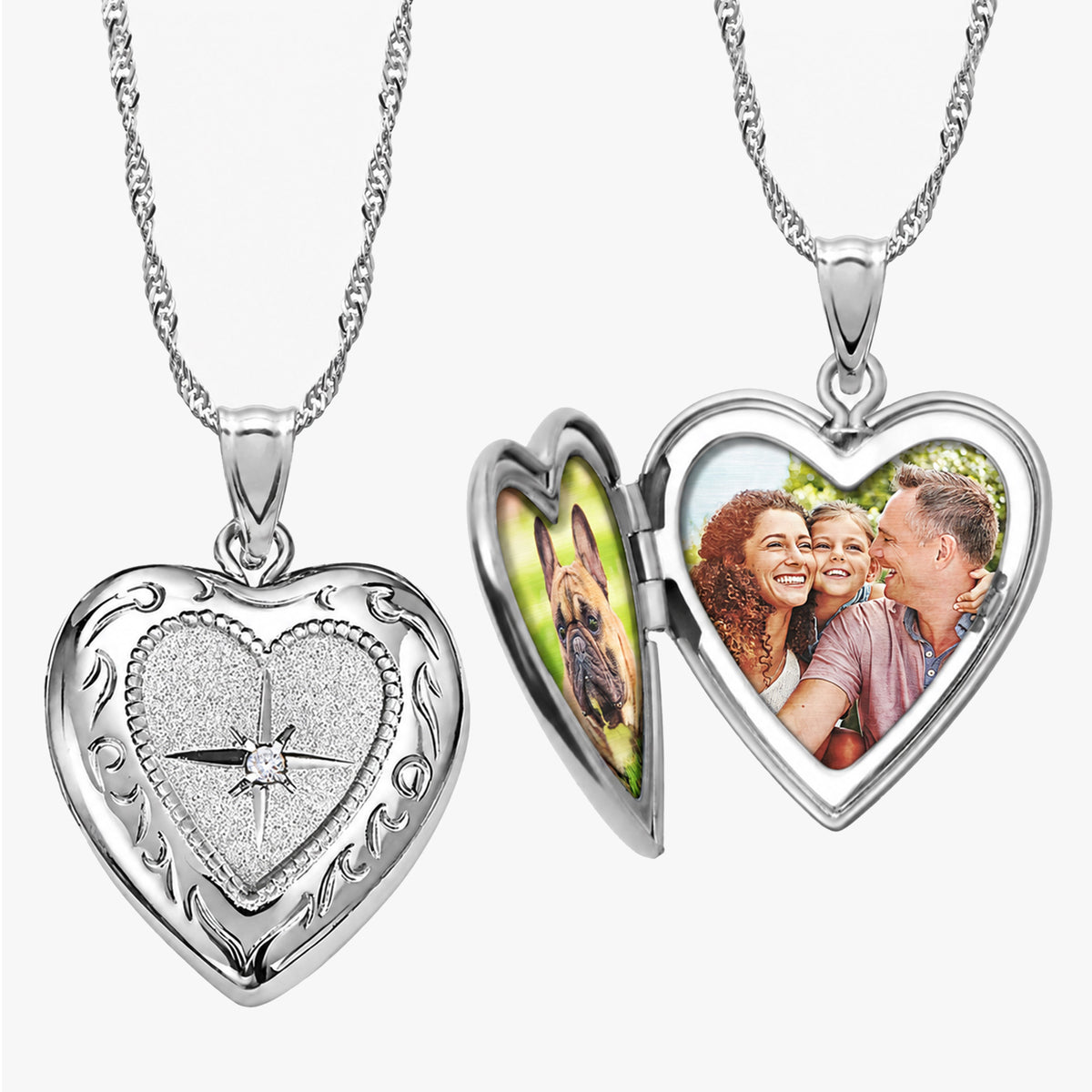 Small Diamond Heart Photo Locket