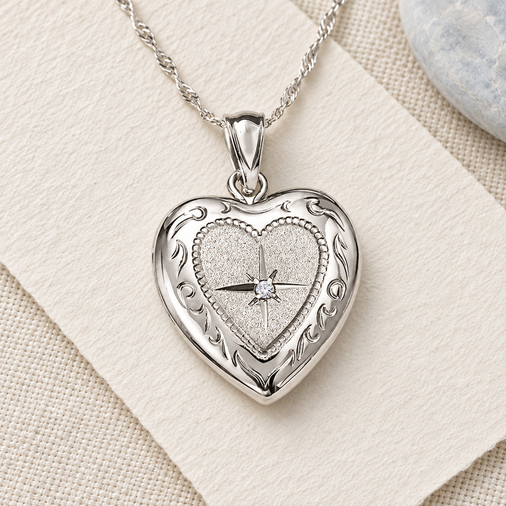 Small Diamond Heart Photo Locket - lifestyle