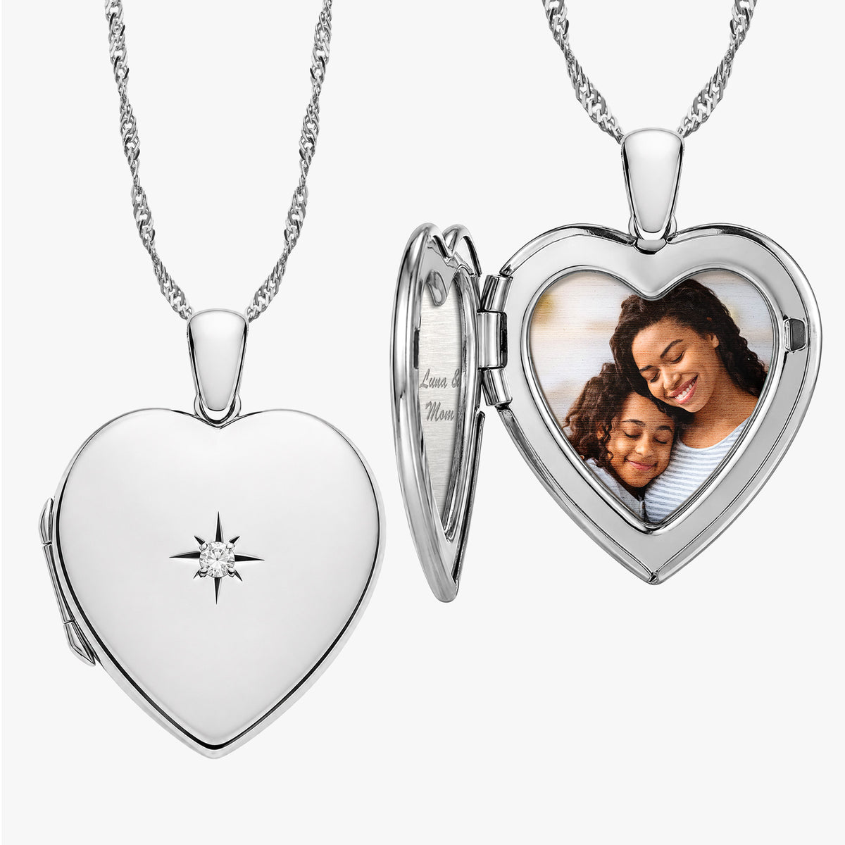 Diamond Heavy Weight Heart Photo Locket