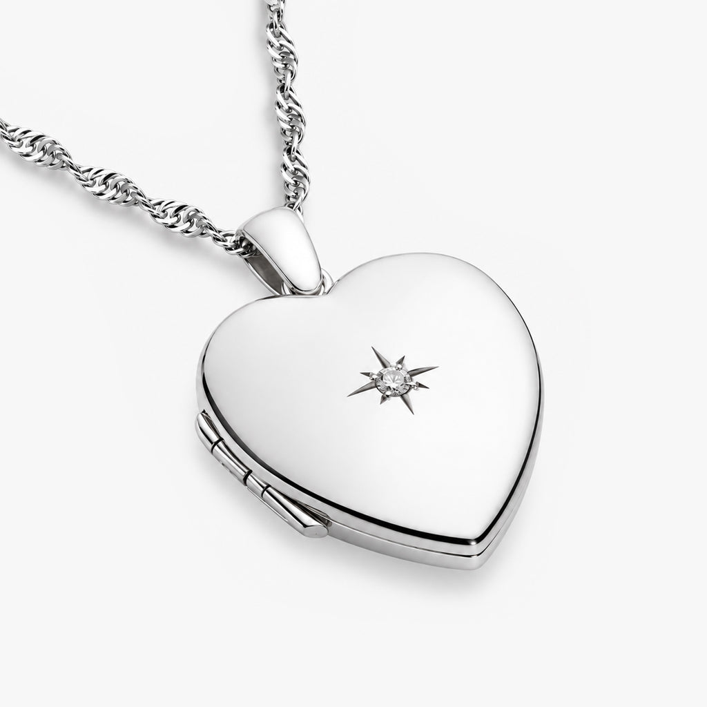 Diamond Heavy Weight Heart Photo Locket