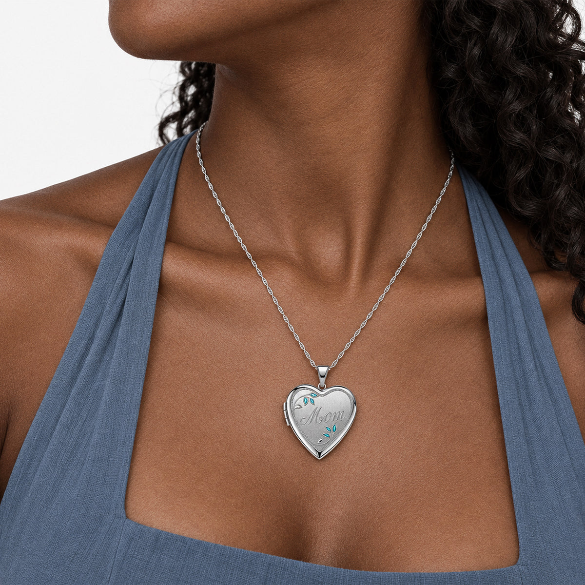 Oval Photo Locket - on model