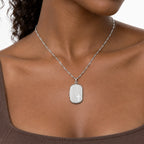Cross Dog Tag Photo Locket - on model