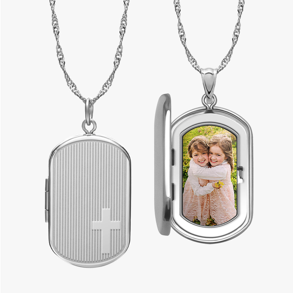 Cross Dogtag Photo Locket