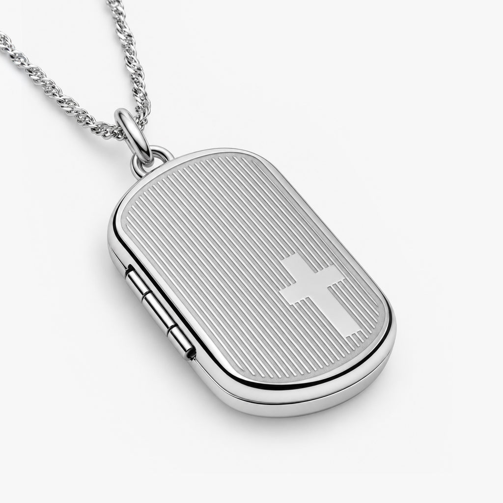 Cross Dogtag Photo Locket