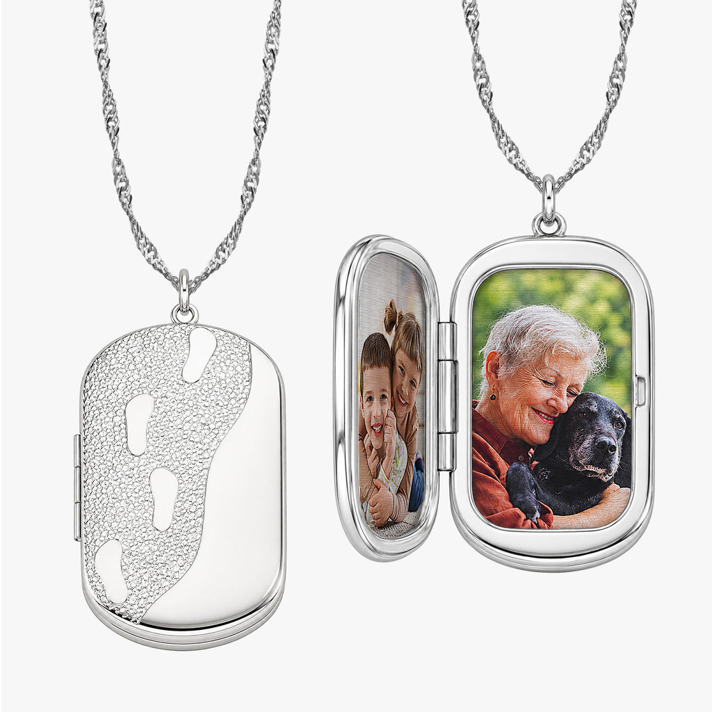 Foot Prints Dog Tag Photo Locket