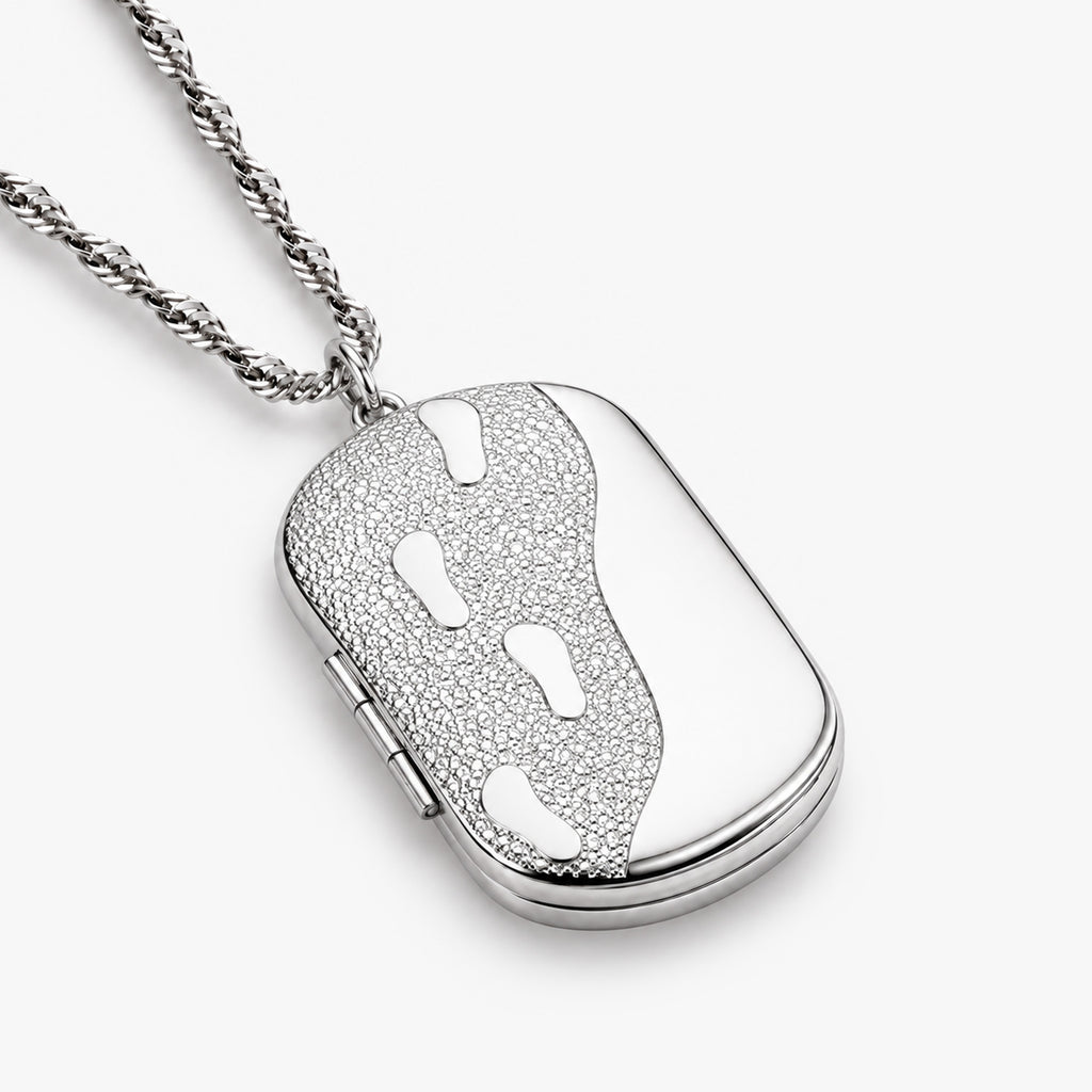 Foot Prints Dog Tag Photo Locket