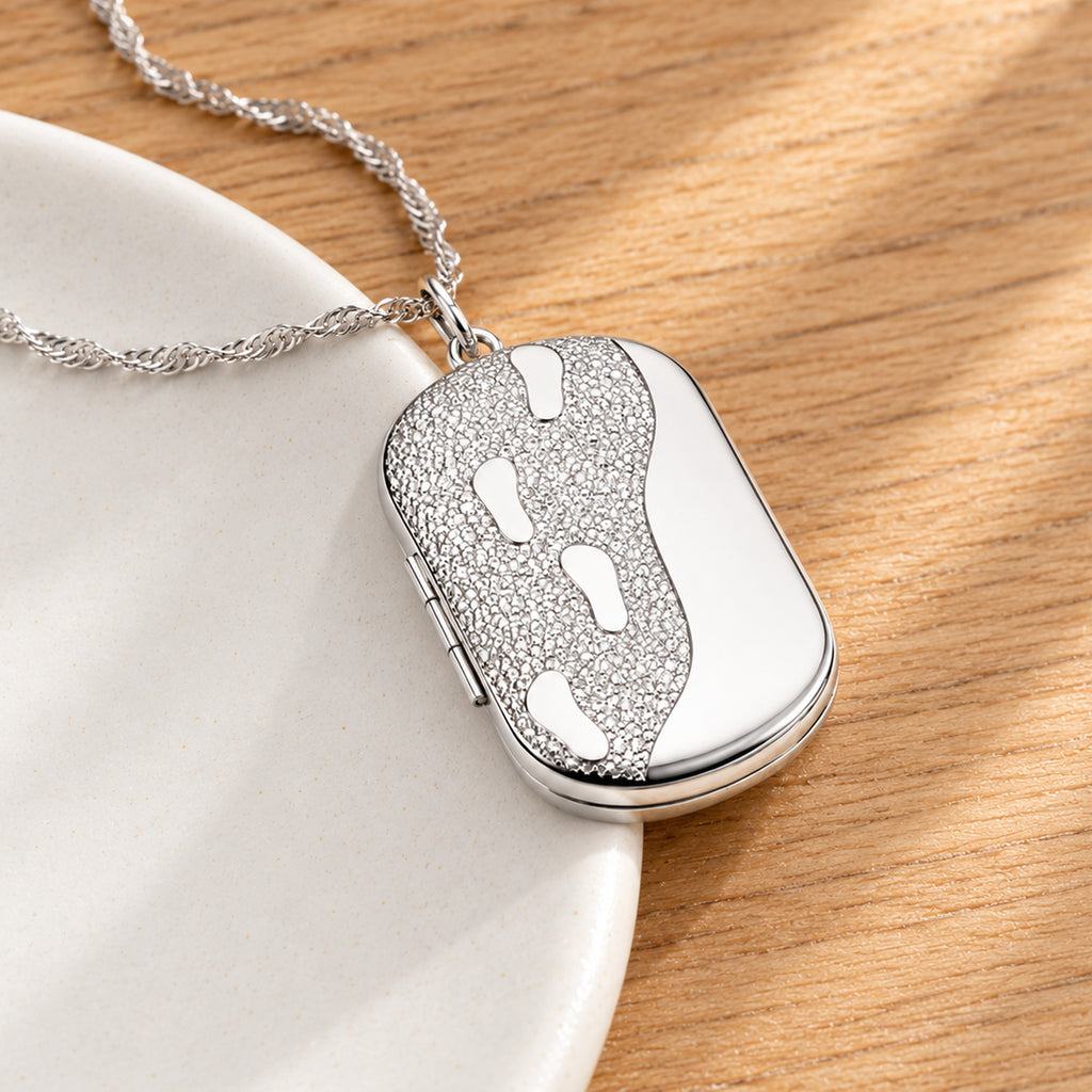 Foot Prints Dog Tag Photo Locket - lifestyle