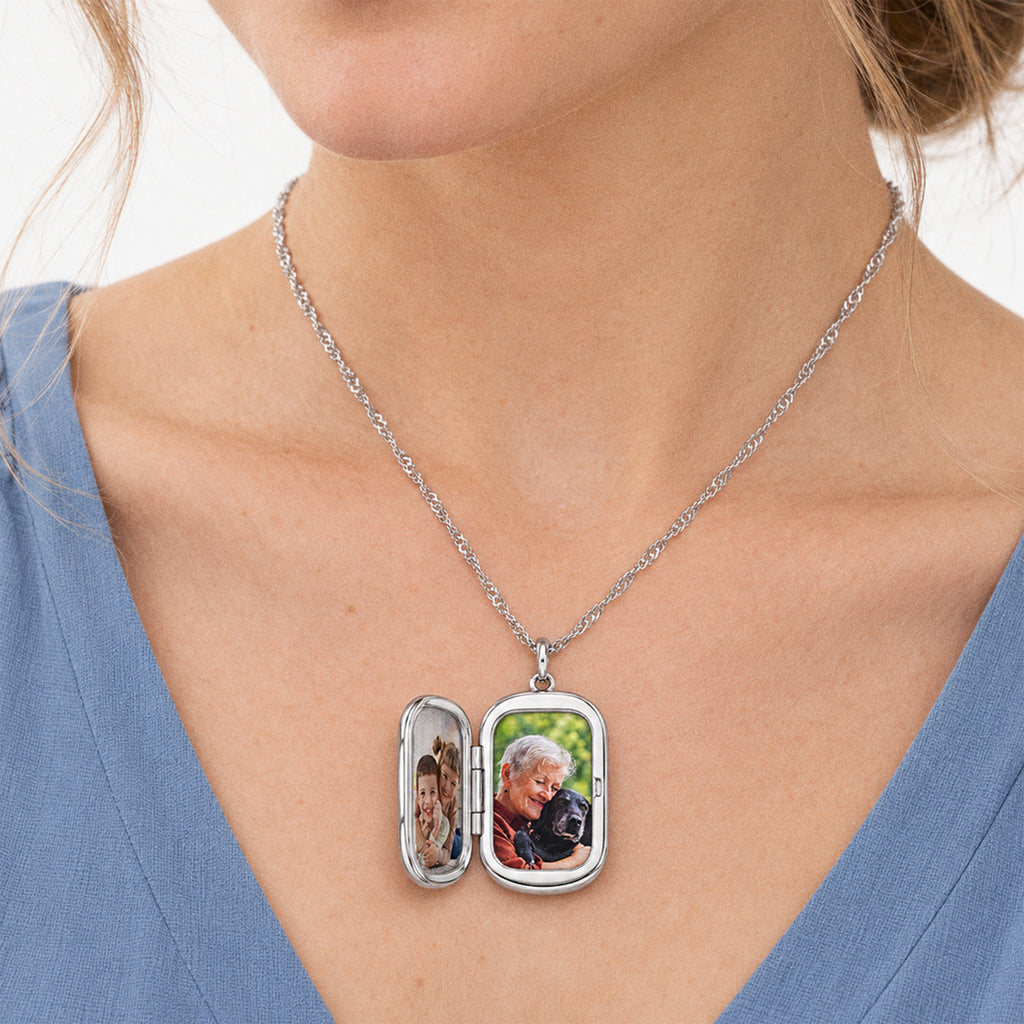 Foot Prints Dog Tag Photo Locket - on model