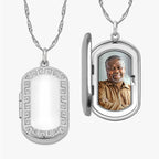 Greek Key Dog Tag Photo Locket