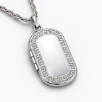 Greek Key Dog Tag Photo Locket