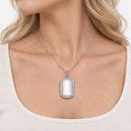 Greek Key Dog Tag Photo Locket - on model