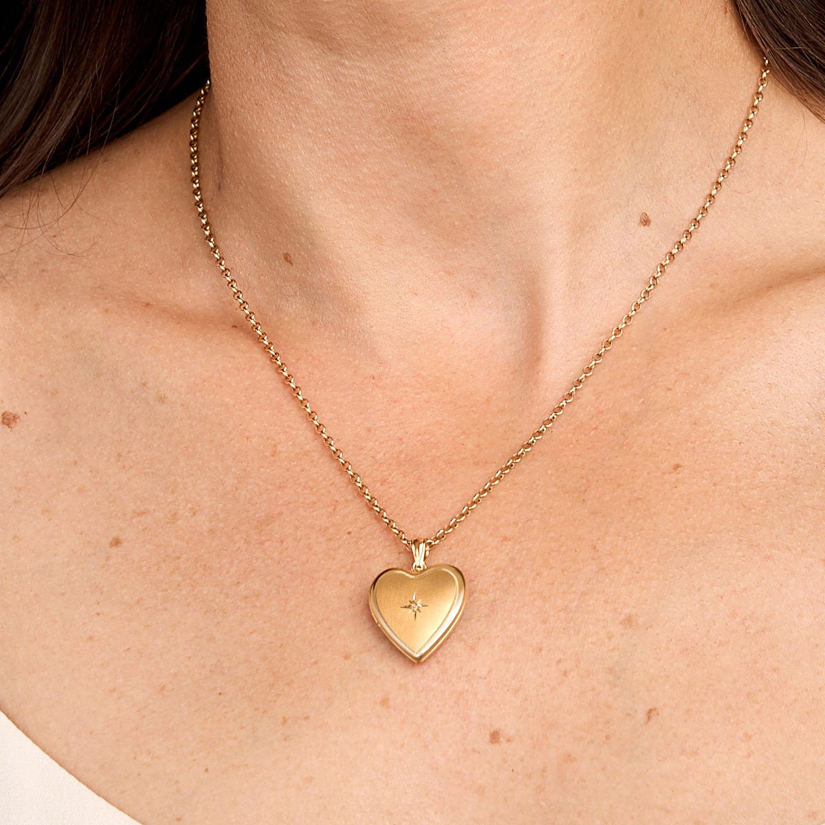 Solid 14K Heart Photo Locket With Genuine Diamond