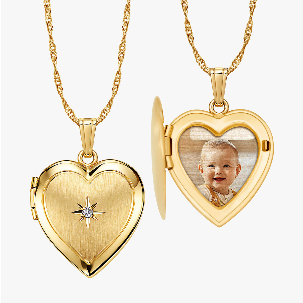 Heart Photo Locket With Genuine Diamond