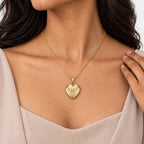 Heart Photo Locket With Genuine Diamond - on model