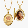 14K Gold Filled Rose Oval Photo Locket