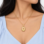 14K Gold Filled Rose Oval Photo Locket - on model