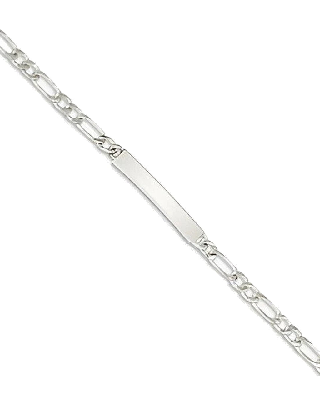 Custom Engraved Sterling Silver Womens Figaro Link ID Bracelet