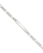 Custom Engraved Sterling Silver Womens Figaro Link ID Bracelet