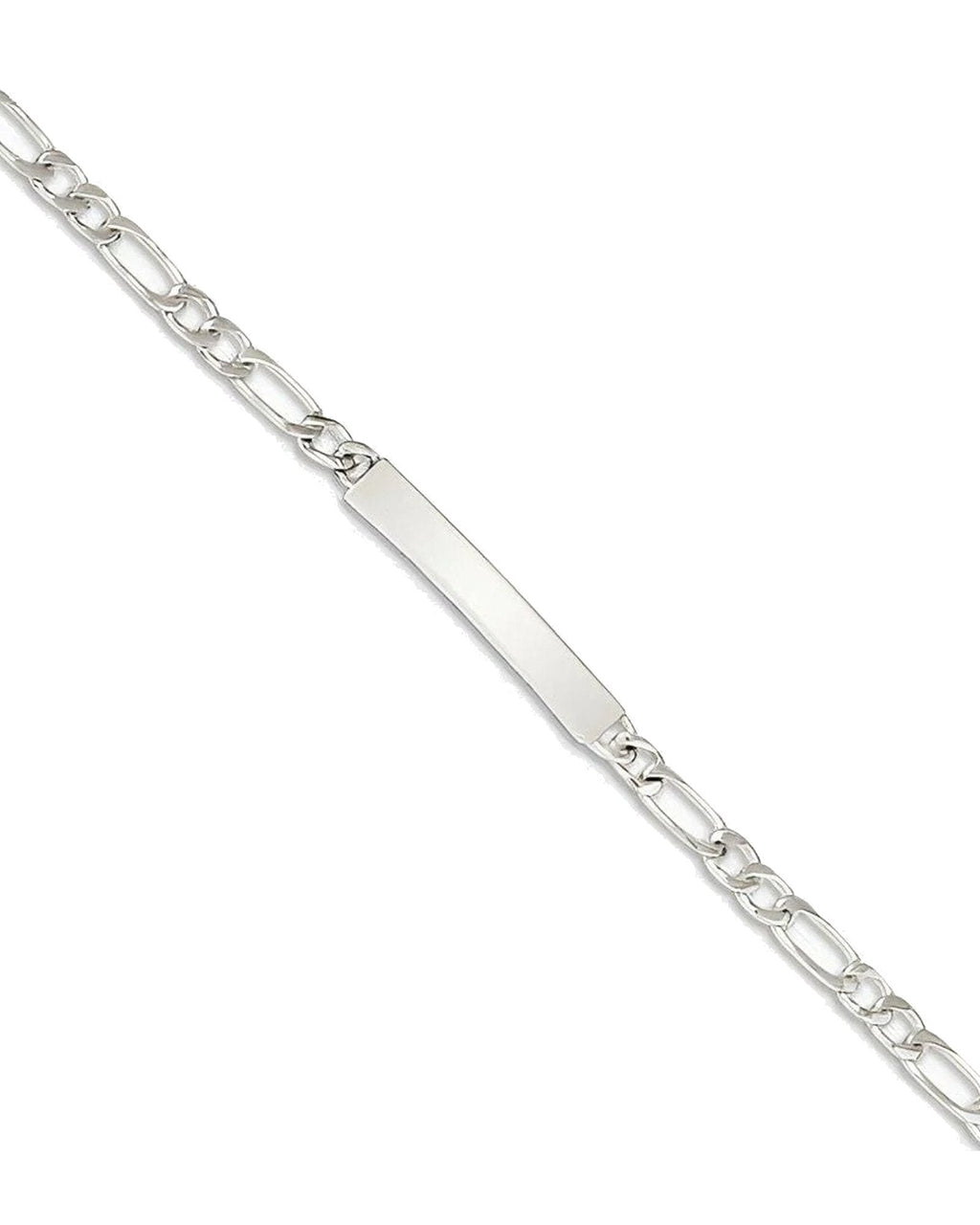 Custom Engraved Sterling Silver Womens Figaro Link ID Bracelet