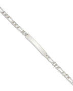 Custom Engraved Sterling Silver Womens Figaro Link ID Bracelet