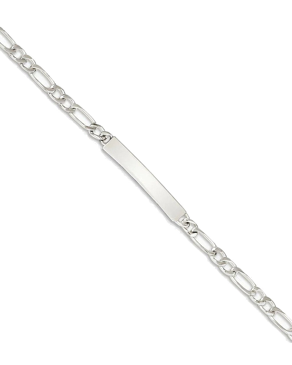 Custom Engraved Sterling Silver Womens Figaro Link ID Bracelet