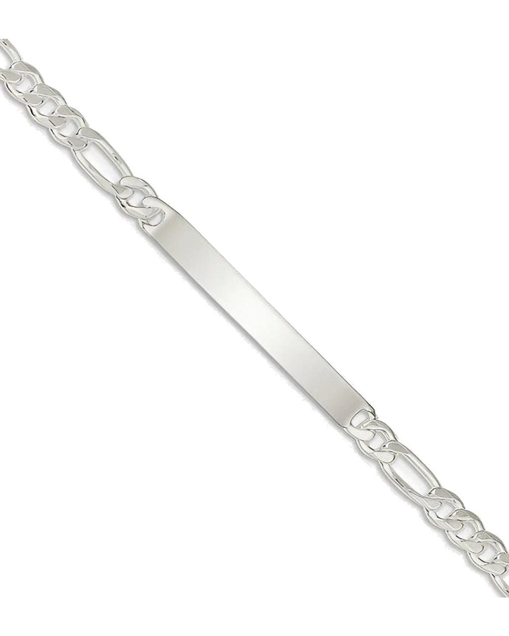 Custom Engraved Sterling Silver Men's Figaro Link ID Bracelet