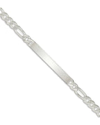 Custom Engraved Sterling Silver Men's Figaro Link ID Bracelet
