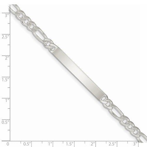 Custom Engraved Sterling Silver Men's Figaro Link ID Bracelet
