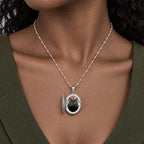 Large Oval Photo Locket - on model