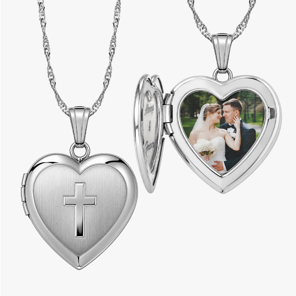 Small Cross Heart Photo Locket