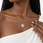 Small Cross Heart Photo Locket - on model