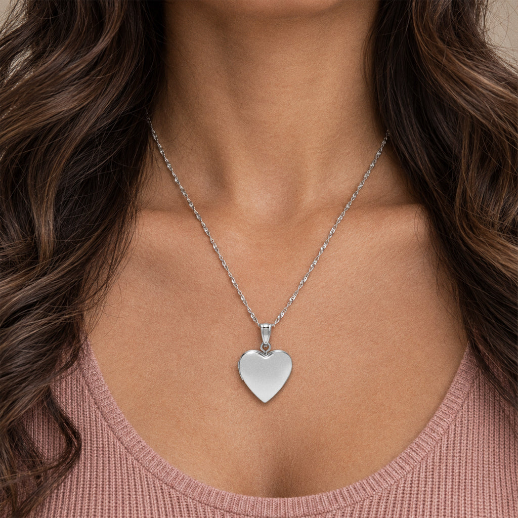 Sweetheart Heart Photo Locket - on model