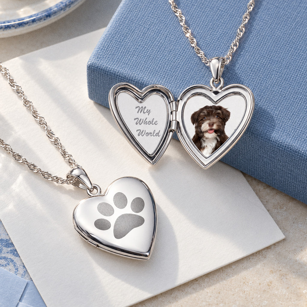 Dog Paw Print Heart Photo Locket - lifestyle
