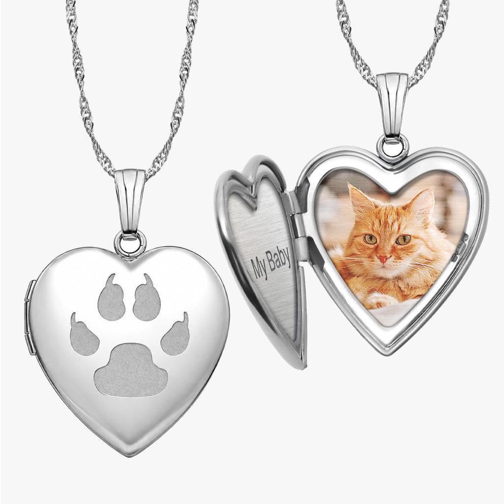 Cats Paw Print Heart Photo Locket