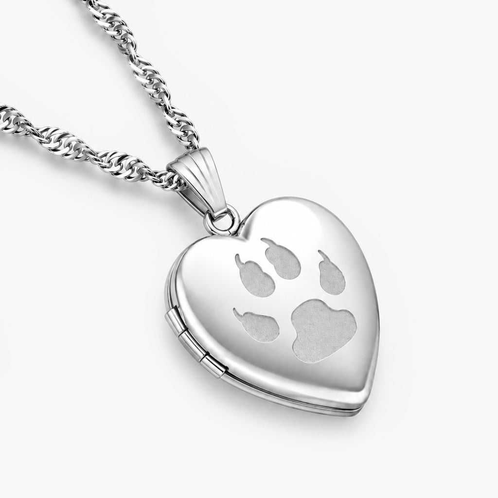 Cats Paw Print Heart Photo Locket