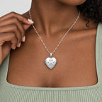 Cats Paw Print Heart Photo Locket - on model