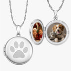 Dog Paw Print Round Photo Locket