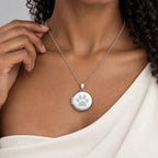 Dog Paw Print Round Photo Locket - on model
