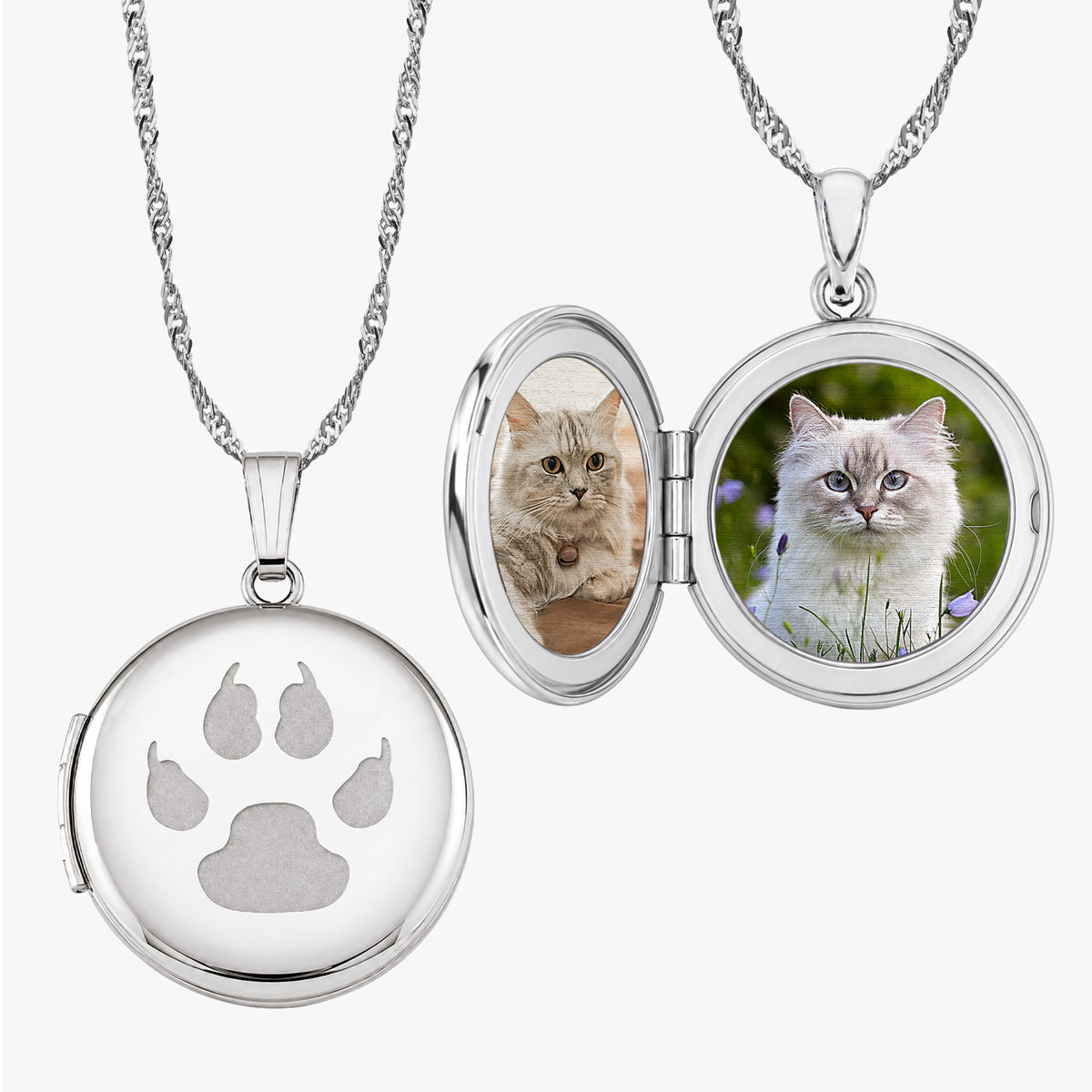 Cat Paw Print Round Photo Locket