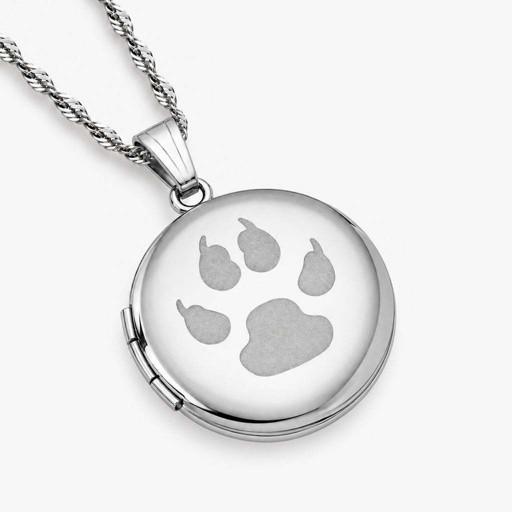 Cat Paw Print Round Photo Locket