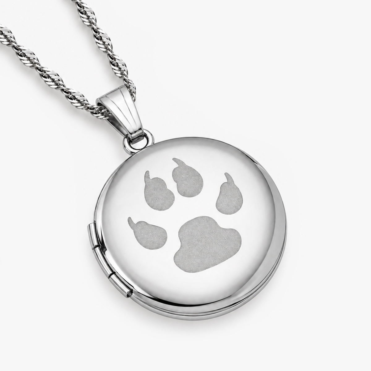 Cat Paw Print Round Photo Locket