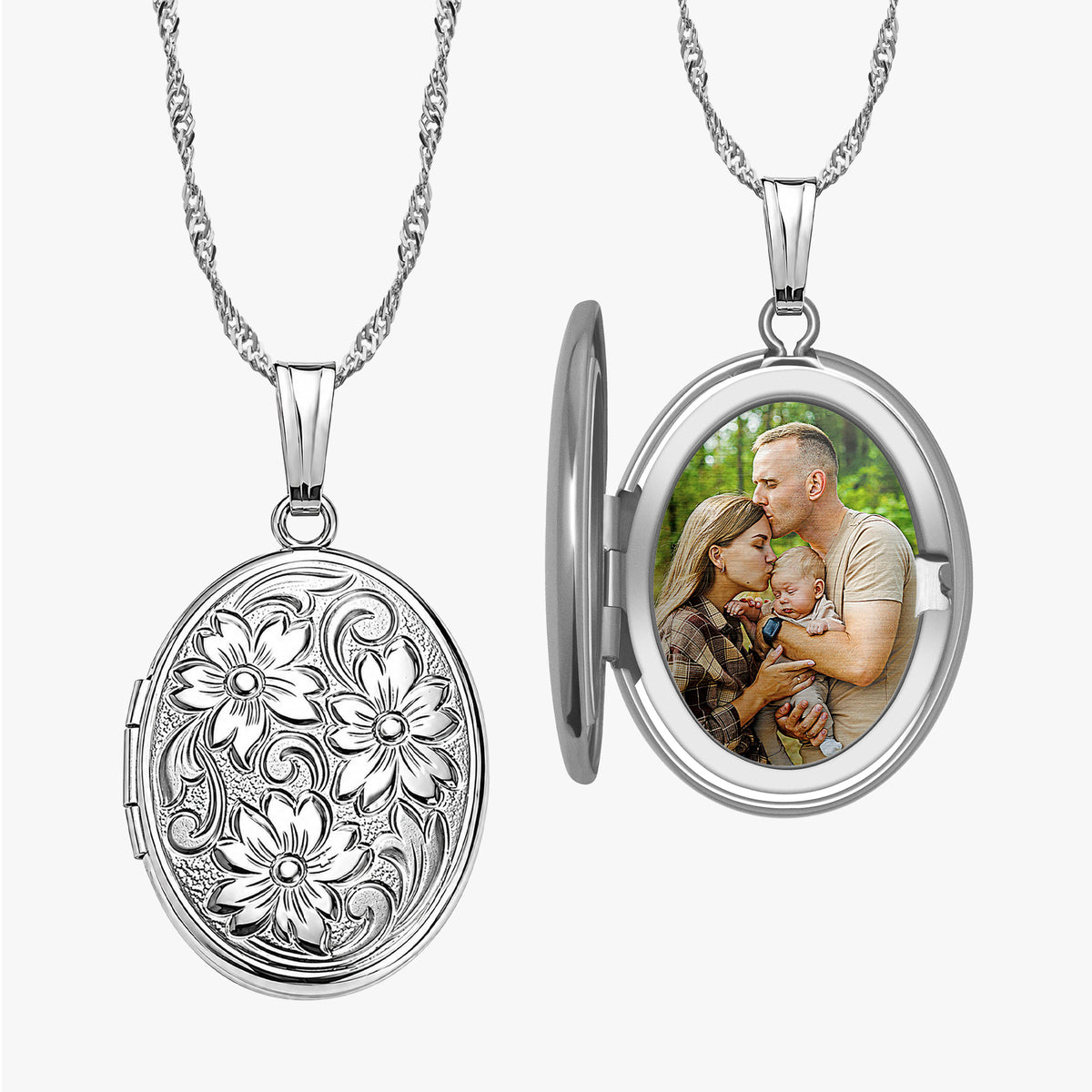 Floral Oval Photo Locket