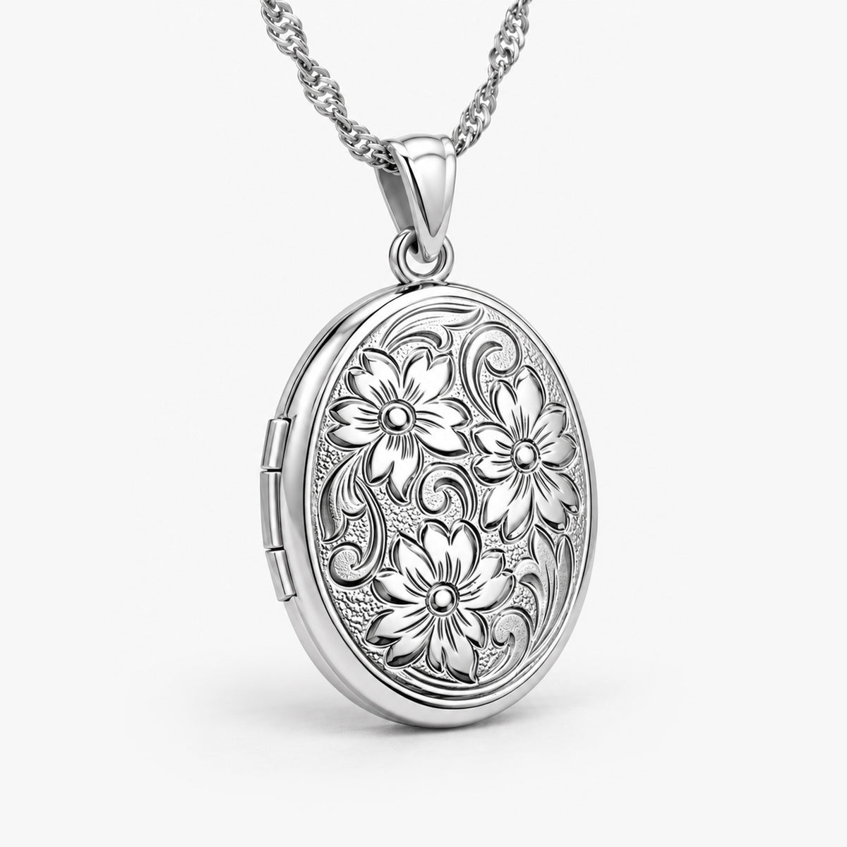 Floral Oval Photo Locket